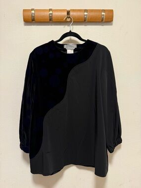 Sportmax Black Mixed-Media Long Sleeve Top